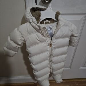 White Puffer Baby Snowsuit